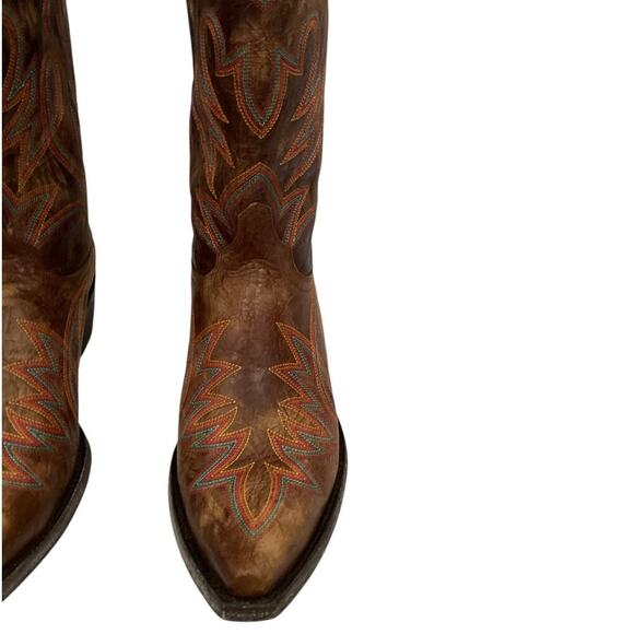 Old Gringo Lauren 13" Western Cowgirl Boots In Brass Leather Snip Toe Size 9 - Picture 6 of 16